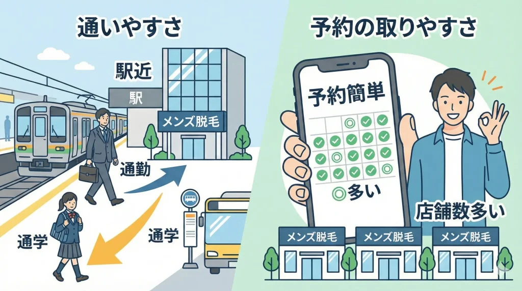 失敗しないクリニックの３つの選び方:② 立地の通いやすさや予約の取りやすさ