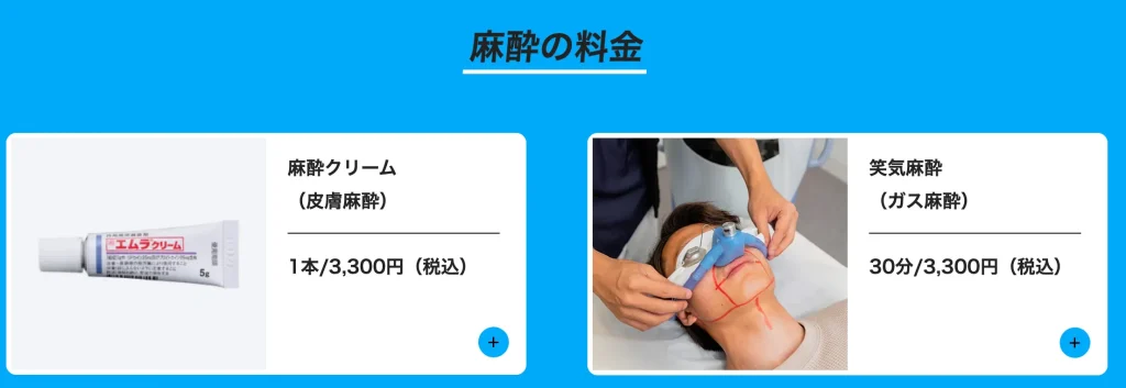 麻酔オプション（別料金）